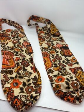 Vintage 1970’s Fabric Grocery Plastic  Bag Holder Dispenser Retro Kitchen Pair